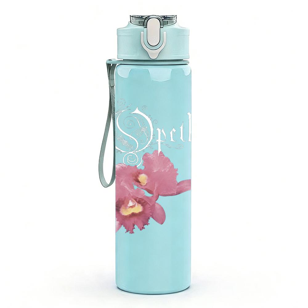 1PC Pink Orchid Floral Soft Vintage Print 750ml Portable Sports Water Bottle Leakproof Gym Outdoor Travel Drink Cup