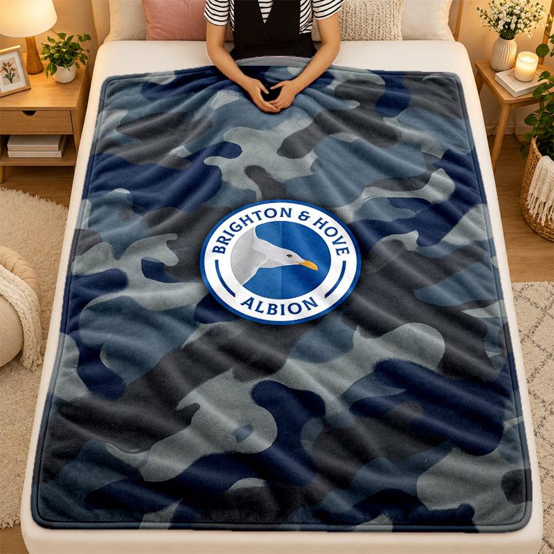 Flannel BlanketBrighton & Hove Albion Football Warm Soft Throw Blanket for Indoor Sofa Bed Living Room Use