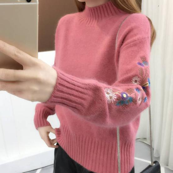 Knitted Sweater Half High Collar Dressing Super Soft Loose Fit Thick Sweater Streetwear