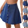 Women's Fashion Denim Button Short Umbrella Skirt Half Skirt