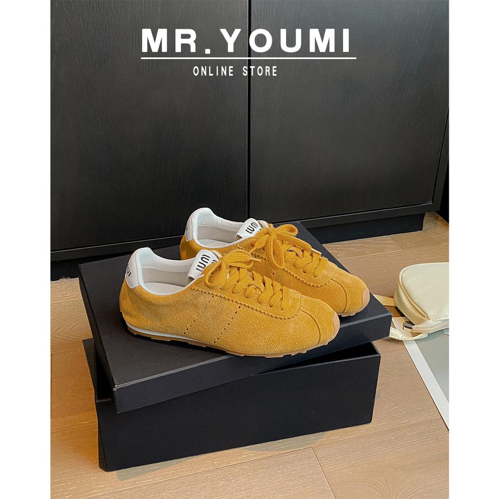 Sheepskin~ Soft sole lace-up light Forrest Gump shoes women's fashion sports and leisure shoes versatile leather retro German training shoes women