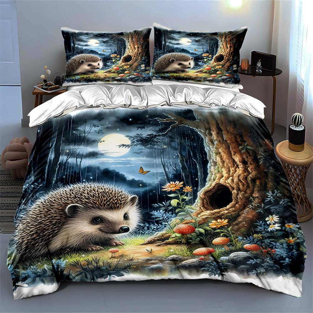 Forest hedgehog design. Bedding Duvet cover sets Duvet covers Pillowcases gifts (1 * Duvet Cover 2 * Pillowcases, without duvet insert)