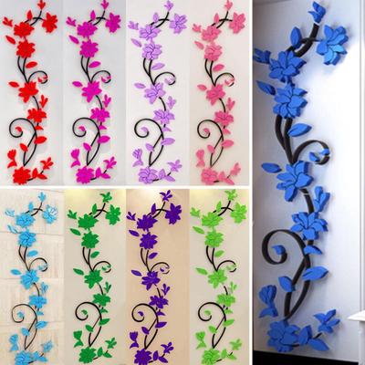 3D Romantic Rose Flower Wall Stickers Removable PVC Home Decal Room Decoration