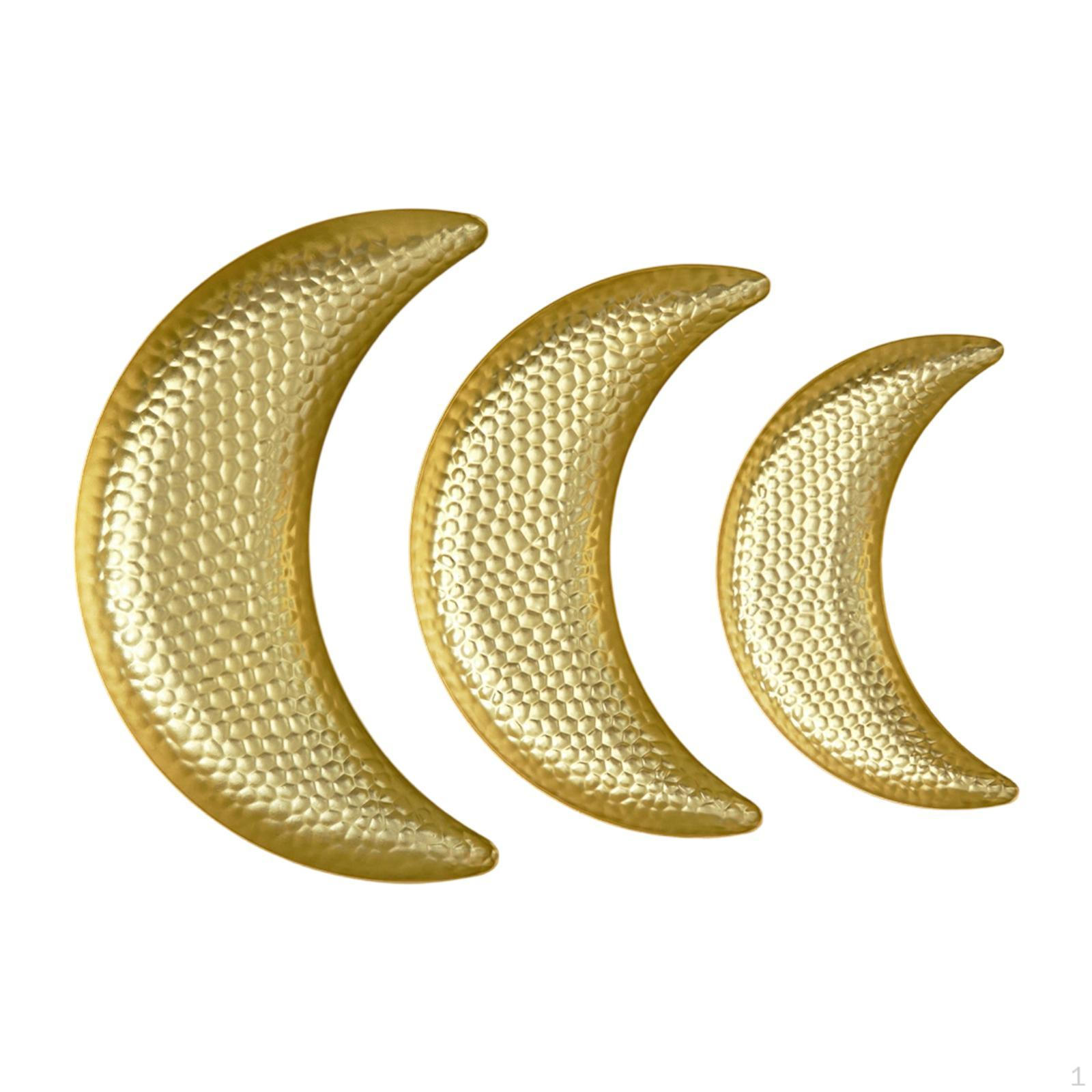 

3x Moon Shaped Serving Trays Metal Snacks Fruits Platter for Cake Restaurant