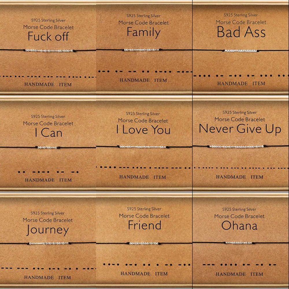 Gifts Beads Chain Silver Morse Code Bracelet Friendship Cuff Bangle Fuck Off I LOVE YOU BFF Ohana