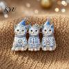 Festive Party Brooch Christmas Three Cat Pin, Men Women Rhinestone Kitten Alloy Lapel Decorative Badge for Clothing Bags Scarves Sweaters Pin