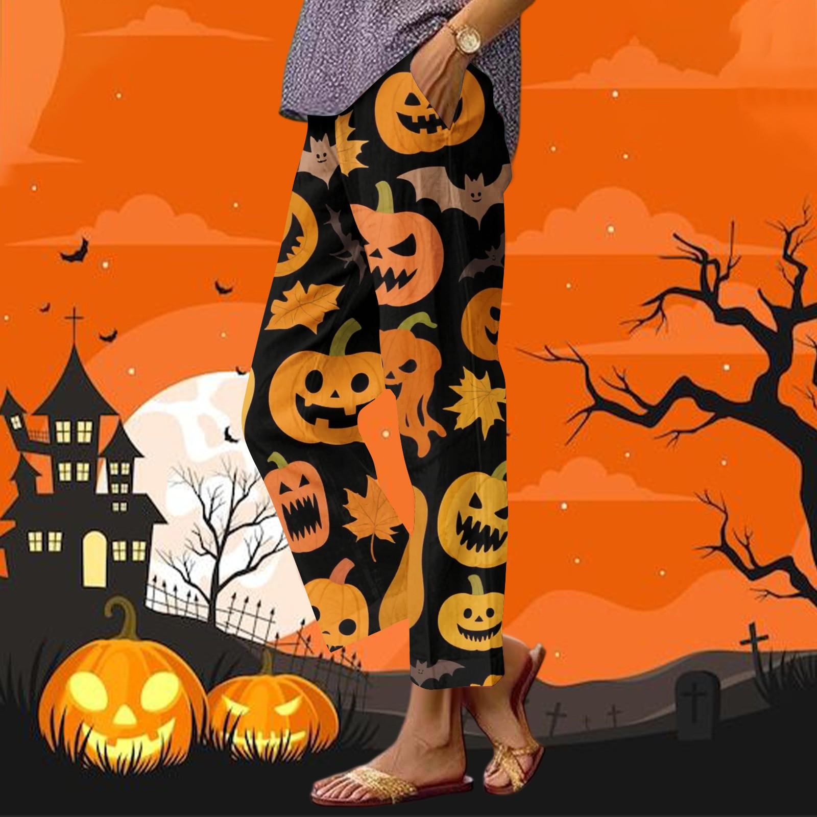 

Women s Casual Fashion Halloween Printed Straight Leg Pants Pants With Pockets L