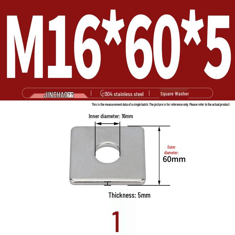 304 Stainless Steel Thickened Square Flat Washer for Curtain Wall (M4-M16)