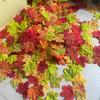 50pcs Halloween Simulation Maple Leaves Fall Color Mix for Thanksgiving Table Decor Photo Wedding  Party Props Courtyard