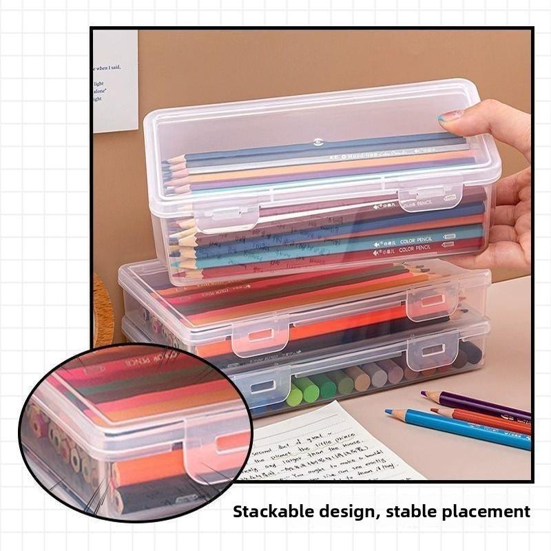 Transparent Large-capacity Pencil Case for Organizing Stationery Plastic Box Student Paint Box Stationery Case