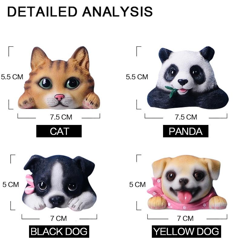 Resin Wall Stickers Animal Wall Hangings Switch Decal Home Decor Room Decorations Cartoon Dog Kitty Reindeer Elephant Panda