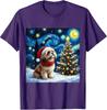 Shih Tzu Starry Night Christmas Van Gogh Dog Santa Hat T-Shirt
