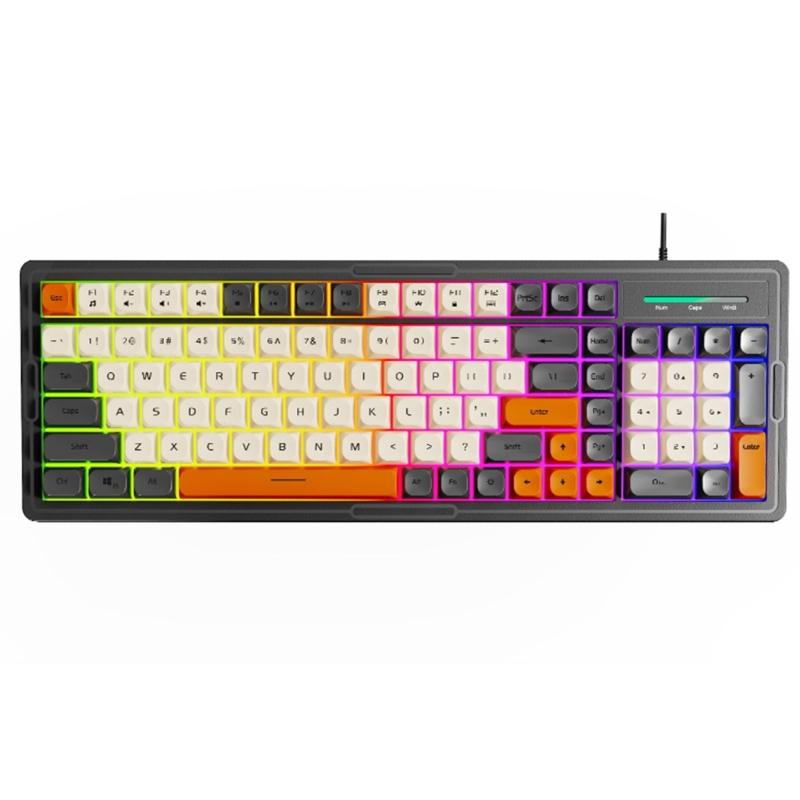 Gaming Keyboard with Tactile Feedback Color Illumination Waterproof Construction Universal Compatibility