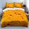 Close-up of Yellow Porous Cheese Print Bedding Set 1 Duvet Cover 2 Pillowcases for Adult and Children Luxury Gift Full Size