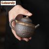 130ml Chinese Gilded Iron Glazed Teapot Handmade Ancient Early Fired Rough Pot Tea Brewing Kettle Kung Fu Tea Items Ornaments