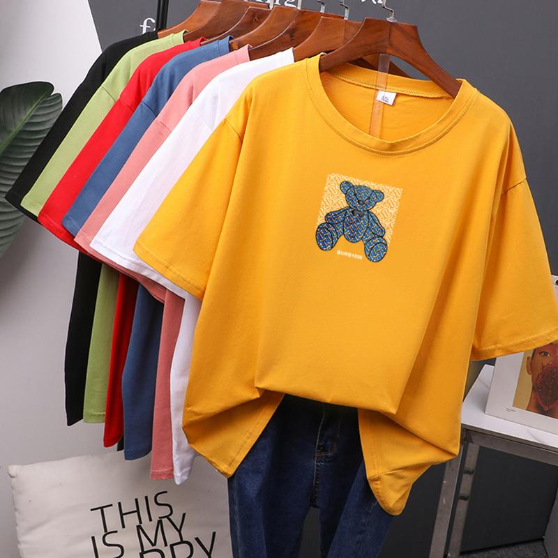 TWINFLAMES Letnia koszulka damska Cute Bear T Shirt Harajuku Graphic Tee Y2k Top Estetyczne ubrania