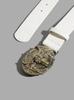 A western style cow head buckle peony pattern PU leather belt fashionable and casual