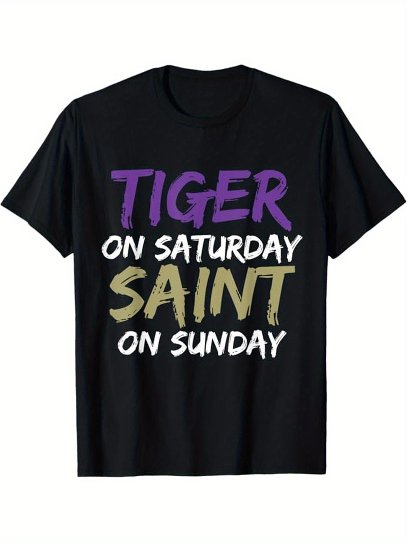 Tiger on Saturday Saint on Sunday T-shirt M