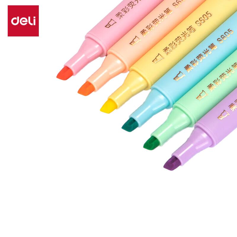 Deli 6-Color Soft Fluorescent Highlighter Pen Set