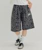 AMBLER Heart Bear Leopard Pants Bermuda Single-Pleat Sweat Shorts Asp801 (Dark Grey)