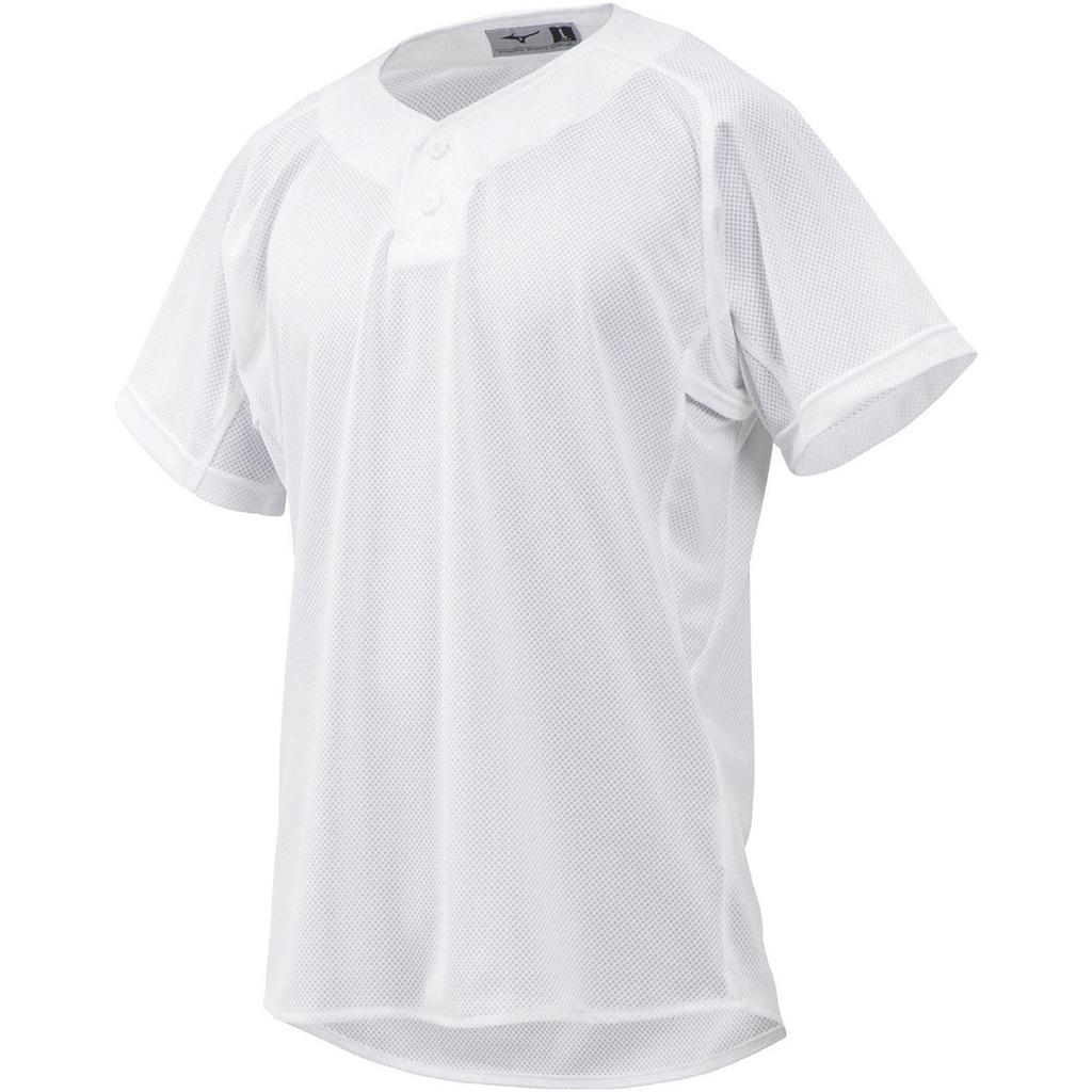 Mizuno Practice Size White Baseball/Softball Shirt, Semi-Half Button, 12JC8F69, 2XO,