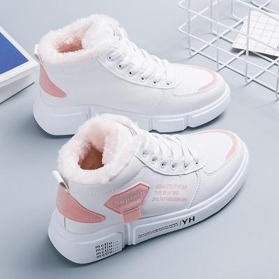 Zapatos de Invierno Mujer Zapatillas de Caña Alta Blancas Moda Skateboards Zapatos de Diseño 2024 Nuevos Felpa Cálido Plataforma Botas de Nieve para Mujer