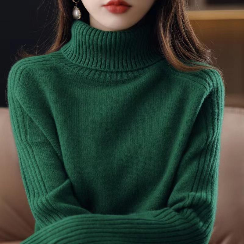 GMXIA Autumn and Winter Turtleneck Loose Soft Waxy Skin Friendly Temperament Warm Sweater Women's Pullover Bottom Knitwear Sweaters