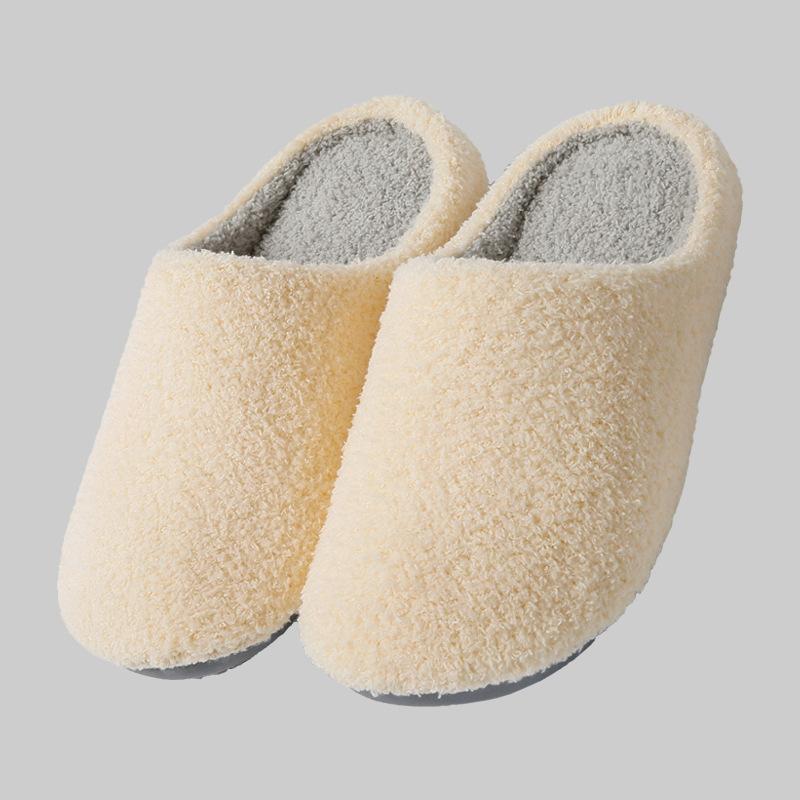 Warme Schuhe, Rutschfest, Wasserdicht, Hausschuhe mit dicker Sohle aus Plüsch-Baumwolle
