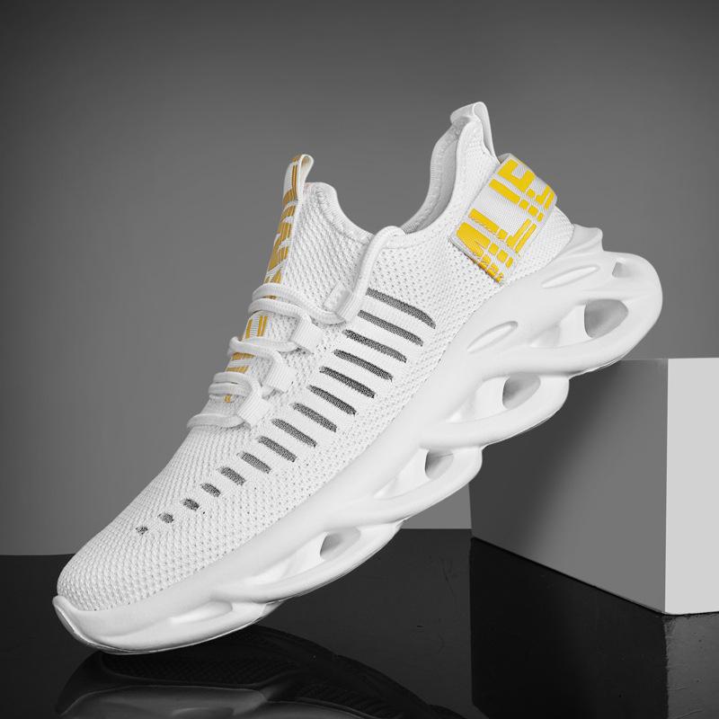 

Осень 2025 года, новые спортивные туфли, мужские, дышащие, плетеные, мужские туфли, поворотная подошва, полая, толстая подошва, импортная торговля, повседневная обувь большого размера 39 белый
