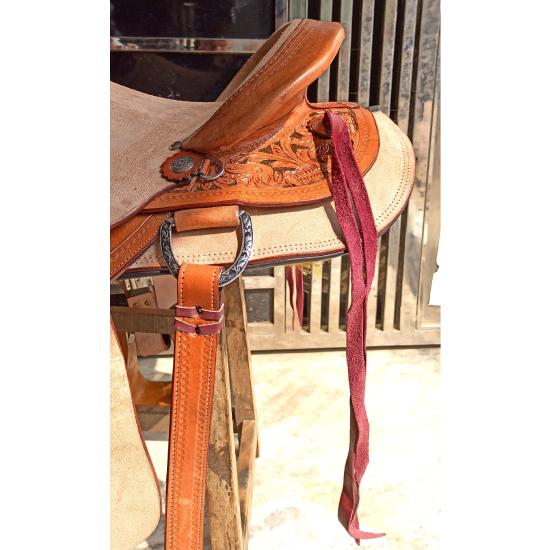 Rough Out Western Leather A Fork Wade Tree Roping Ranch Saddle
