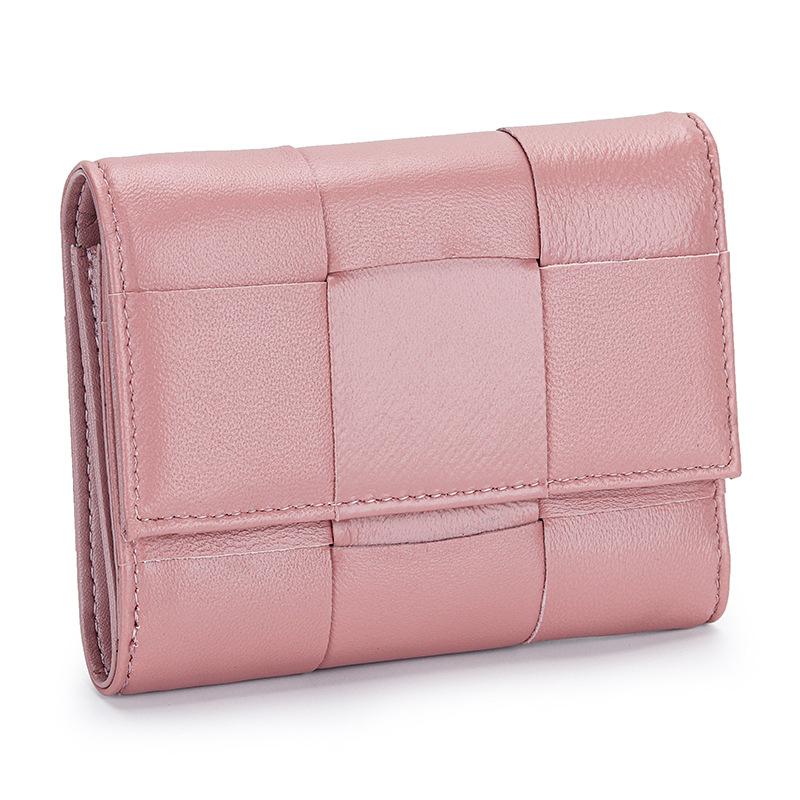 Sheepskin Knitted Three-fold Women's Wallet Fashionable Multifunctional Short Change Purse