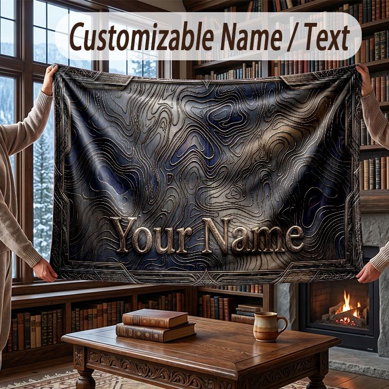Decorative Artwork Theme Throw Blanket Custom Name Text Personalized Blanket Soft Cozy Blanket for Home Sofa Bed