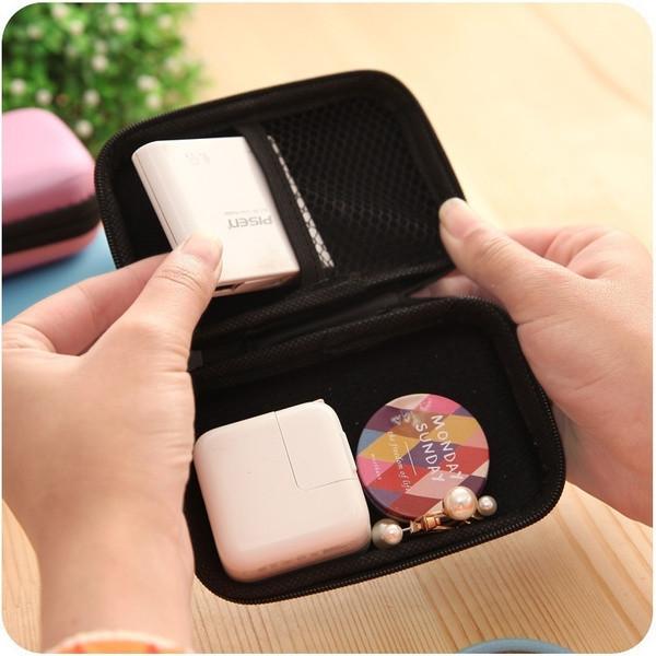 Elegant Mini Zipper Earphone Bag With Mesh Pocket And High Quality Eva Material For Safe Travel