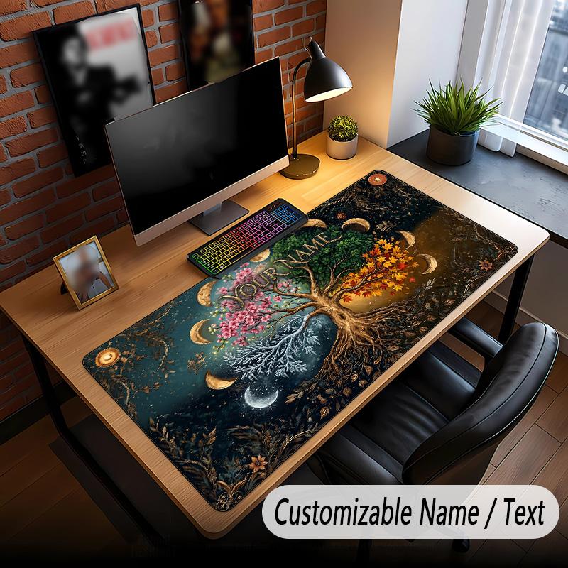 Tree of Life Theme Custom Mouse Pad Personalized With Name Text Customized Desk Mat For Office Home Decor