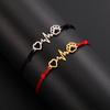 Heartbeat ECG Cat Paw Pendant Bracelet For Women Wax Cord Jewelry Gift