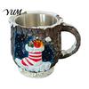 Christmas Mug Decorations Theme with Stainless Steel Liner, 3D Relief Hand Snowman Gift Mugs Painted Resin Coffee Cup, Decorative Drinkware