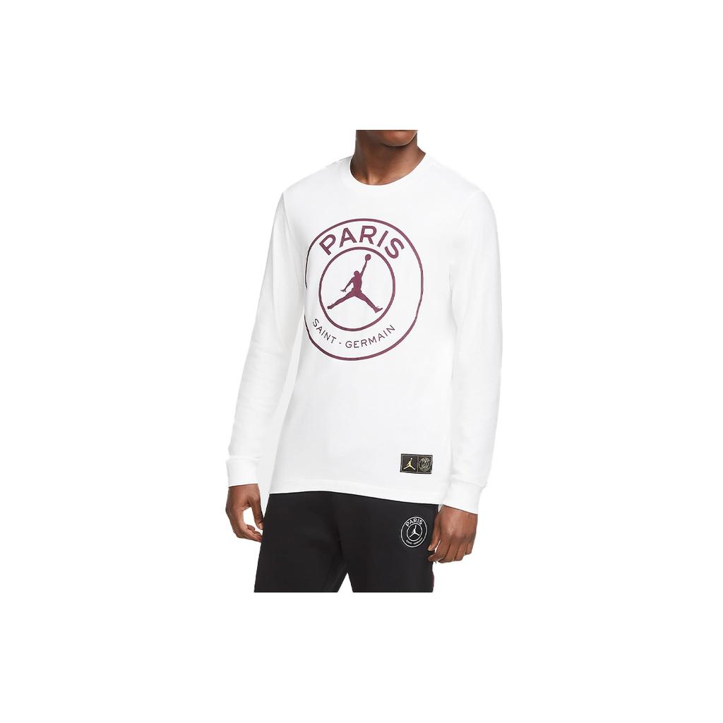 Air Jordan Paris Saint-Germain Printing Logo Long Sleeves White Men's CK9782-100
