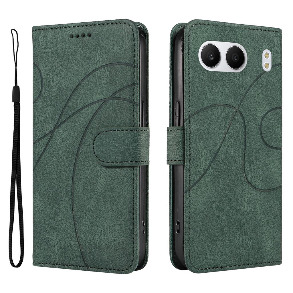 For OnePlus Nord 4 Case Stand Wallet Leather Phone Cover Curved Line Wrist Strap