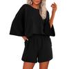 Women's Casual Sportswear Set Loose Fit Short Sleeve Top and Shorts Lounge Wear