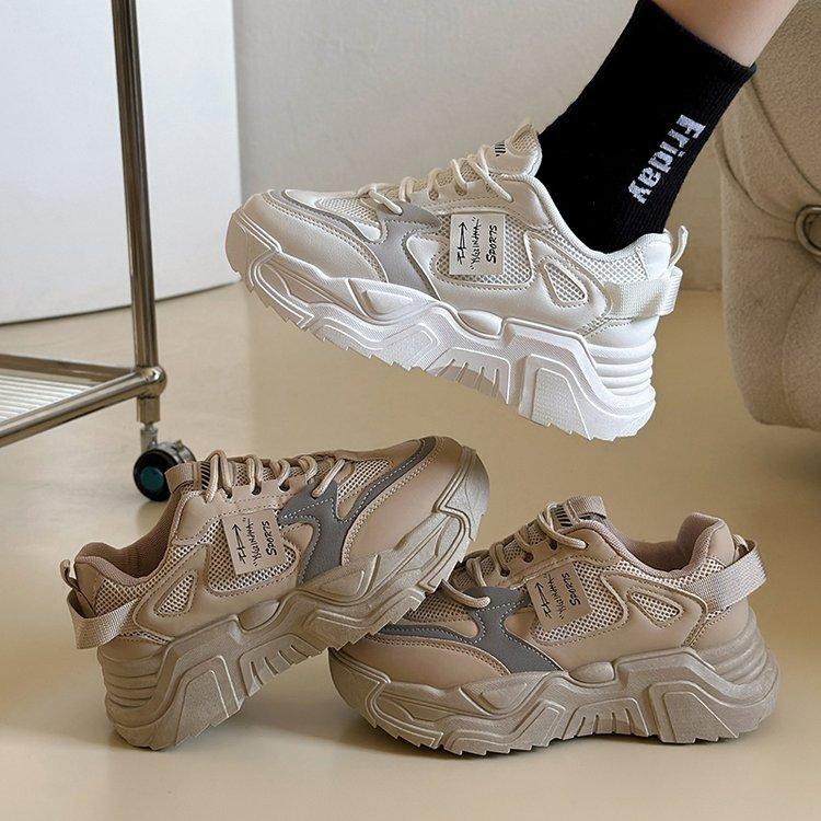 Magic Daddy Shoes Women's Autumn and Winter New College Style Platform Sneakers Mesh Versatile Casual Shoes