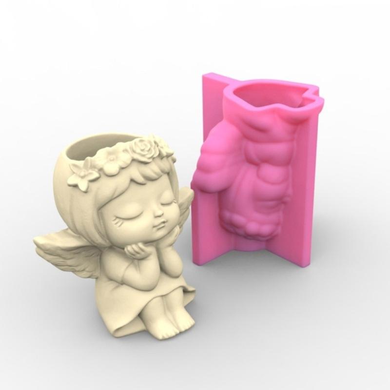 Flower Pot Silicone Mold Concrete Cement Plant Pot Mold Flowerpot Epoxy Resin Mould Makeup Brush Holder Organizer Mold