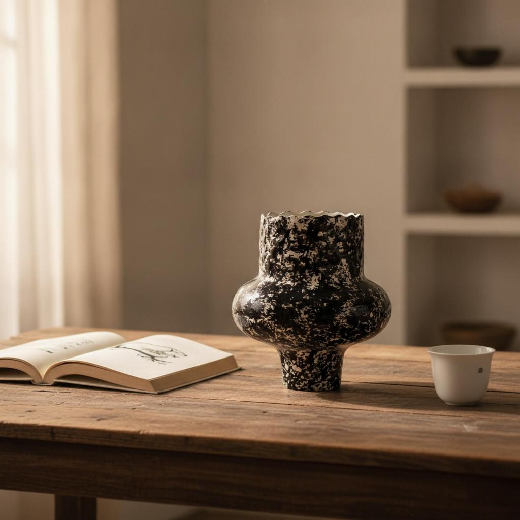 Flower Vase Resin with Wavy edge Decorative Vessel for Homeowners, Decorators, Living Room,