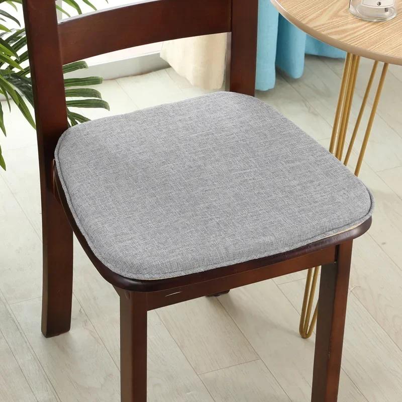 Modern Style Solid Color Cotton Linen Chair Cushion with Ties for Dining Chairs Kitchen Dining Chair Pad Cojines Decorativos