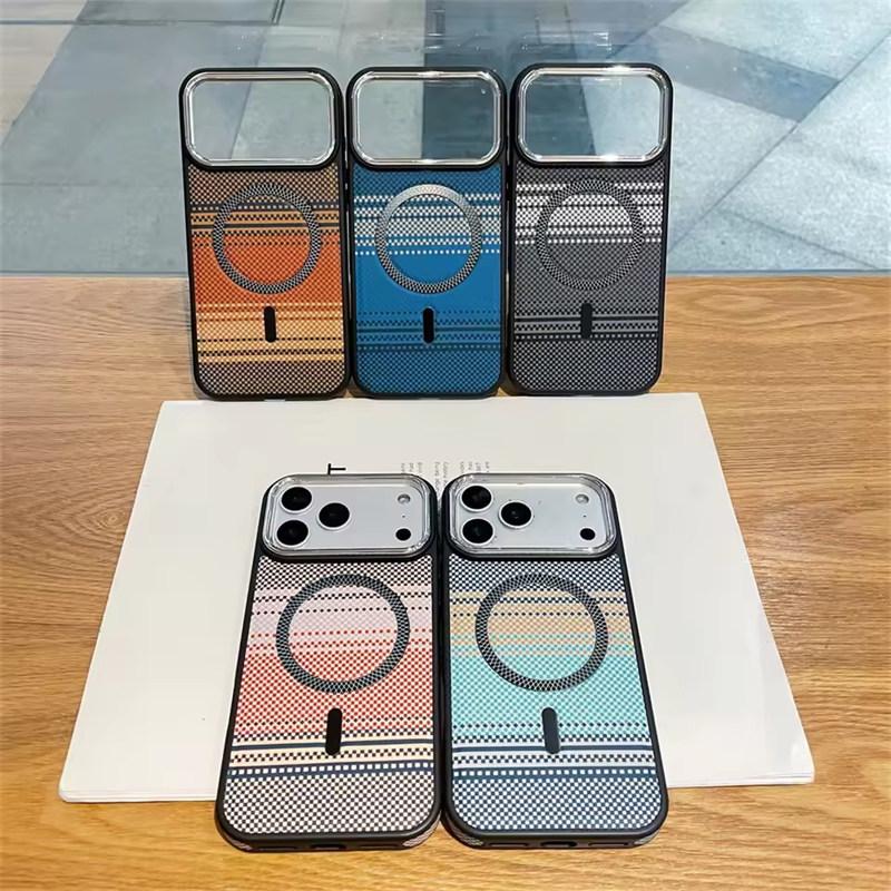 Slim Magnetic Striped Pattern Case for iPhone 17 Air Pro Max 16 15 14 Plus Pro Max for Magsafe Shockproof Ultra Thin Colorful Cover