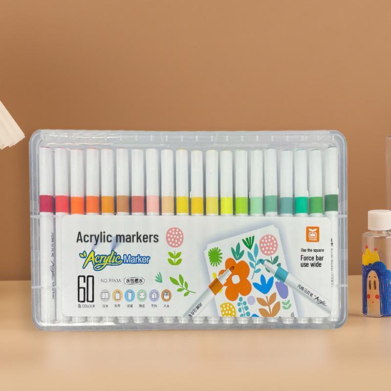 60-Color Set of Waterproof Quick-Drying Acrylic Marker Pens for Kids