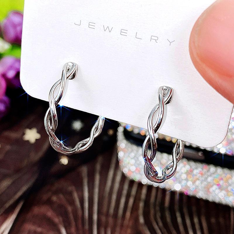

2026 New Caoshi French High Grade Earrings Elegant Fashion Temperament Small Crowd Ins Fried Dough Twists Irregular Zircon