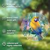 Vibrant Parrot Wind Spinner Colorful Metal Garden Decor for Outside 10 Inch 360 Rotating Hook Artistic Design for All Seasons Ideal for Balcony