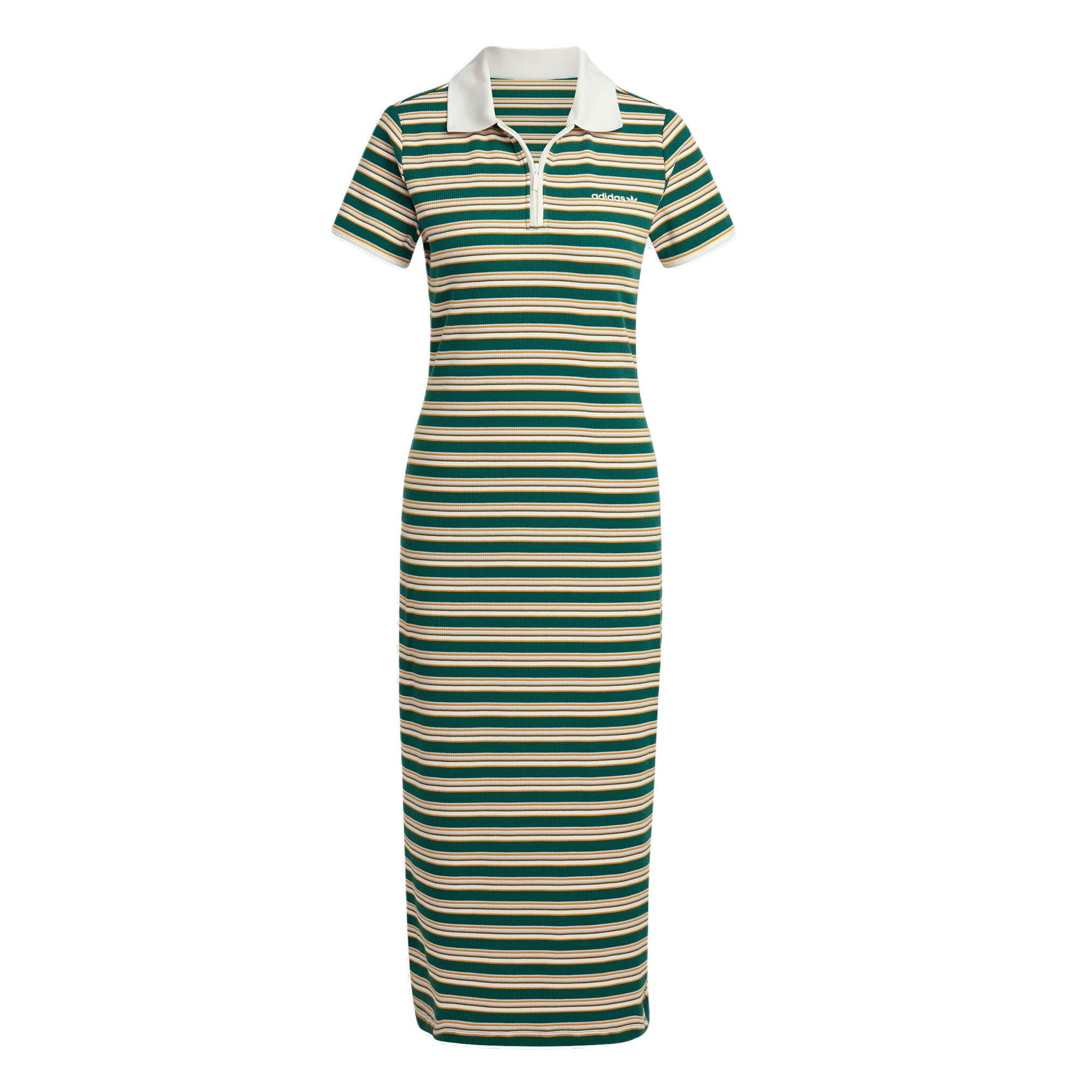 adidas Originals Women s  80s Stripes Dress  Green Yellow White  JC6178 S