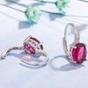 Sace Gems Oval Rose Red Earrings Earrings Earrings Female Set Zircon Earrings Fashion Jewelry