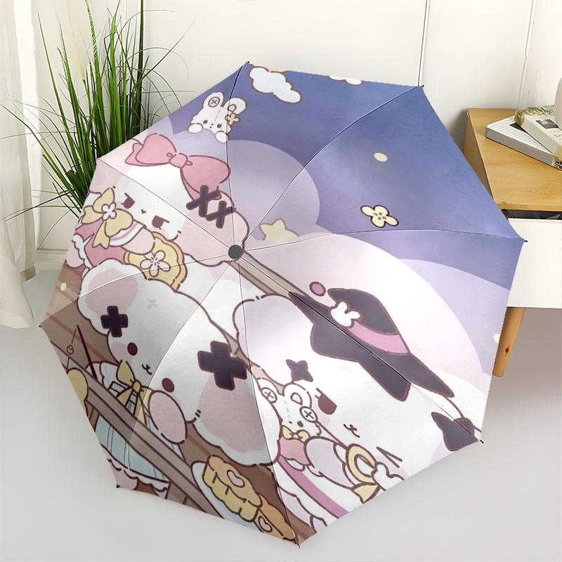 

1pc Sanrio Characters Mooncake Festival Umbrella - Automatic Opening/Closing, Portable Tri-Fold Design, 8-Rib Iron Frame, Outdoor Umbrella, Perfect Gi